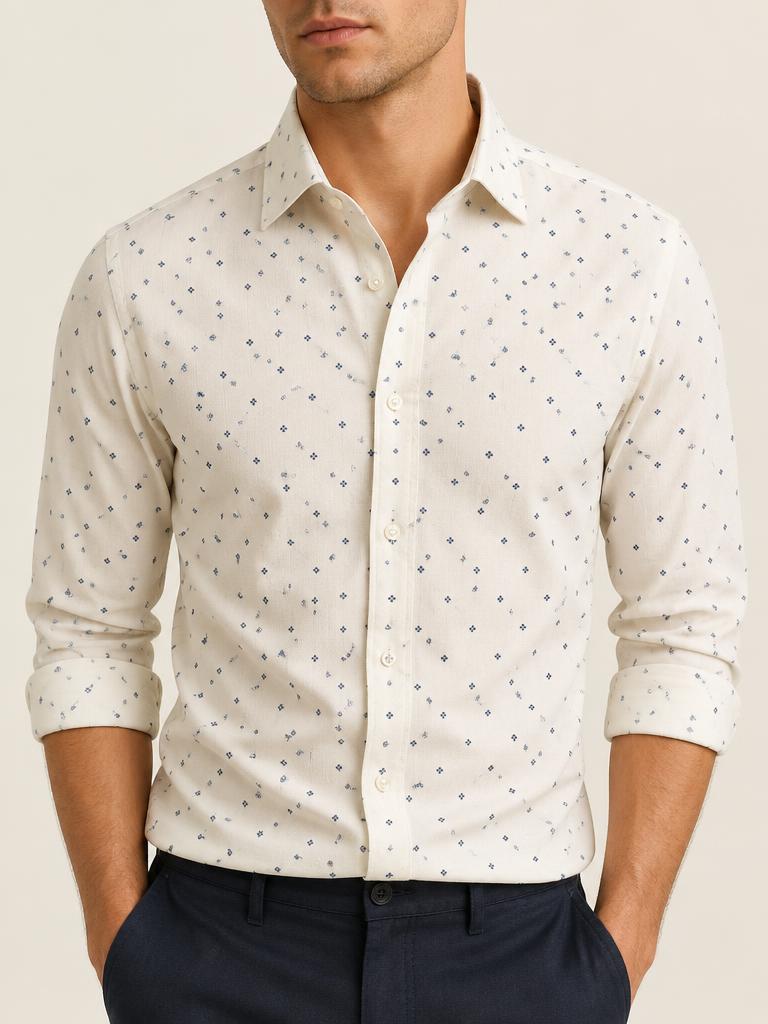 Cream Motif — Printed shirt · Micro motif